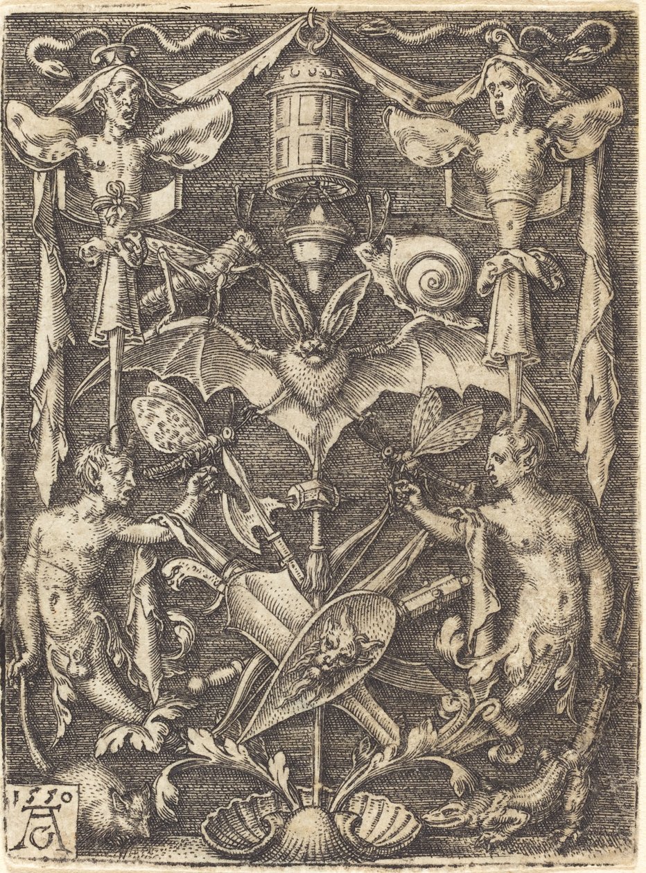 Prydnad med vapentrofé av Heinrich Aldegrever