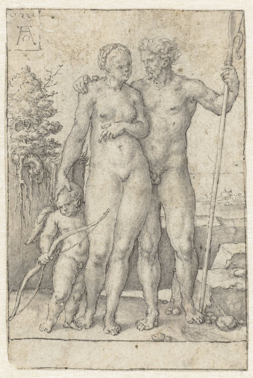 Paris, Oenone och Amor av Heinrich Aldegrever