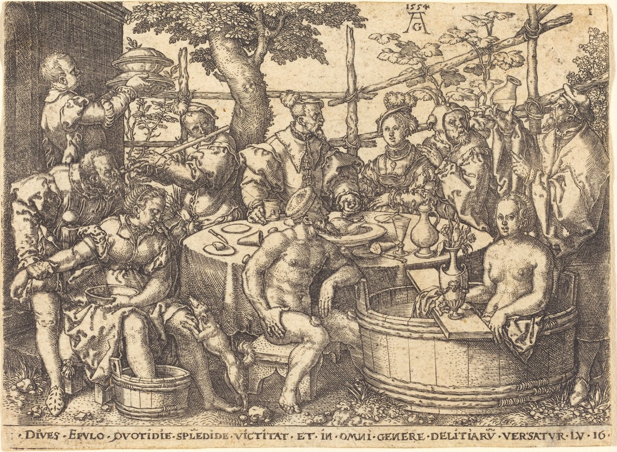 Den rike mannen vid bordet, 1554. av Heinrich Aldegrever