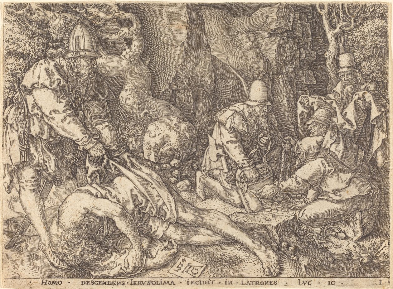 Resenär bland tjuvar av Heinrich Aldegrever