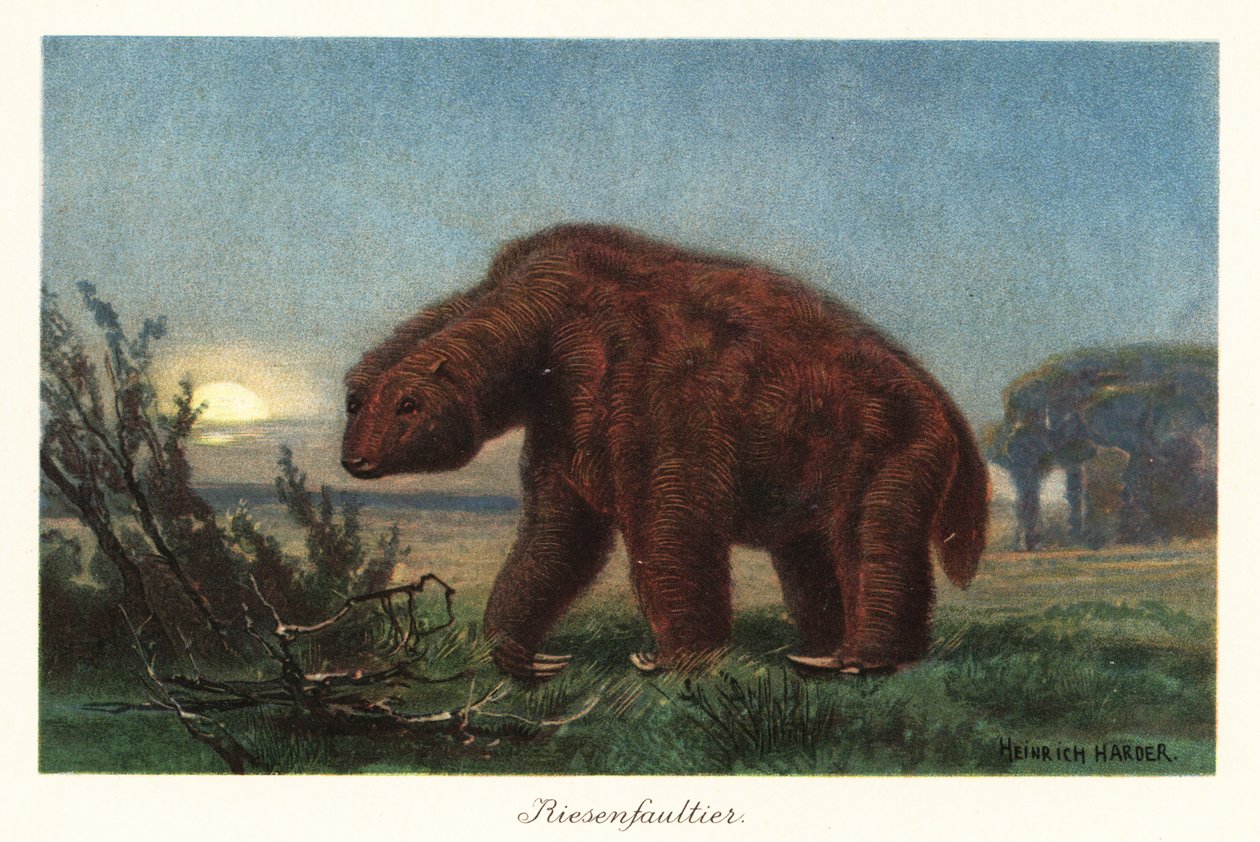 Megatherium americanum i månskenet. av Heinrich Harder