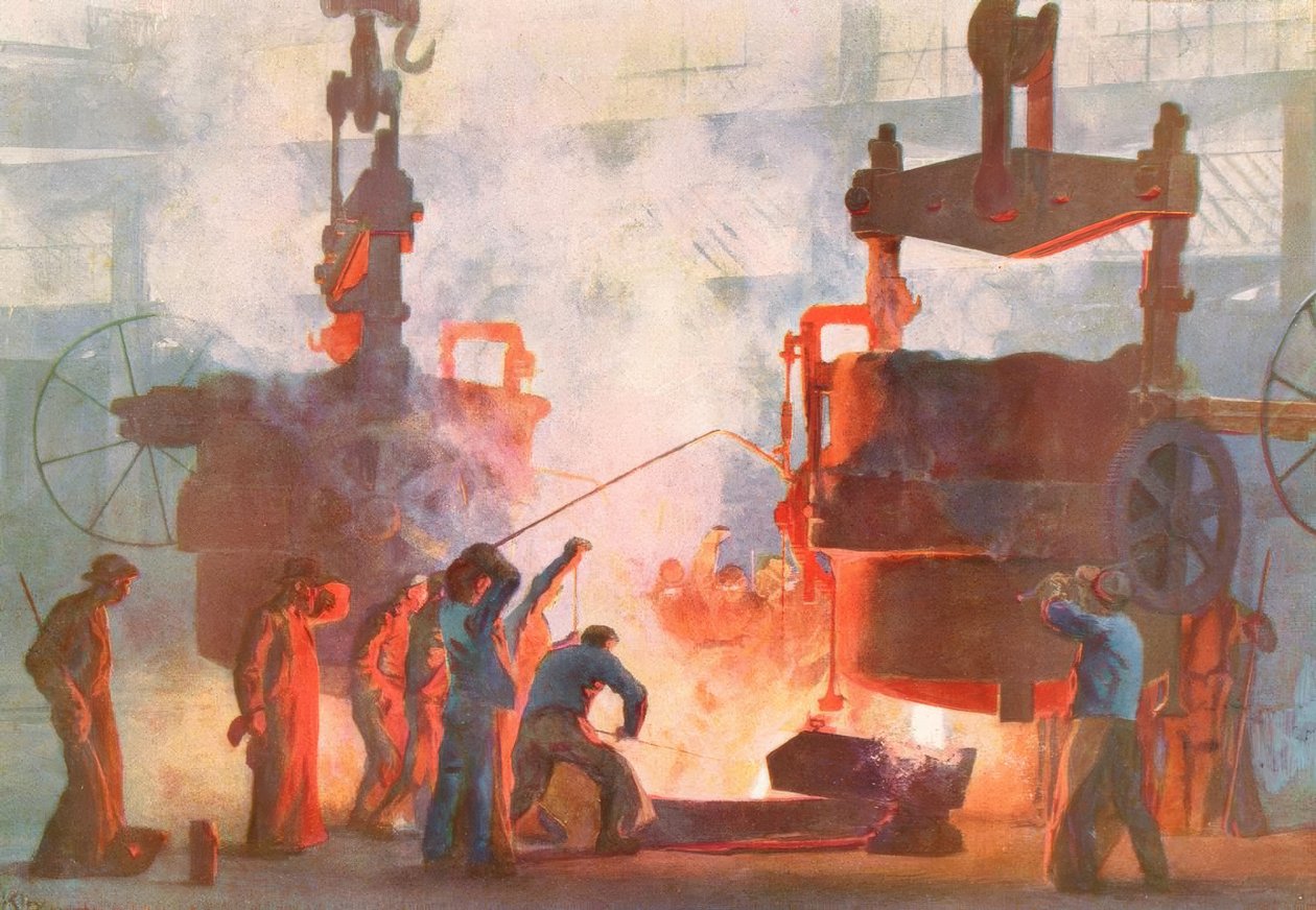 Gjutstål hos Krupp / H. Kley av Heinrich Kley