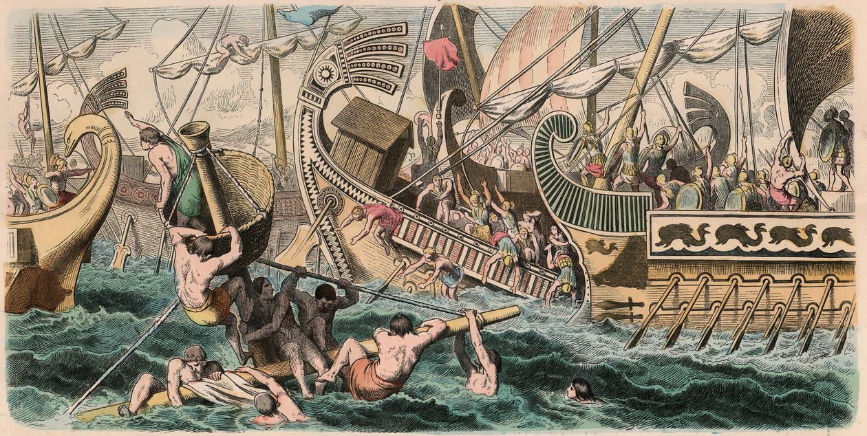 Antikens Grekland: Sea Battle av Heinrich Leutemann