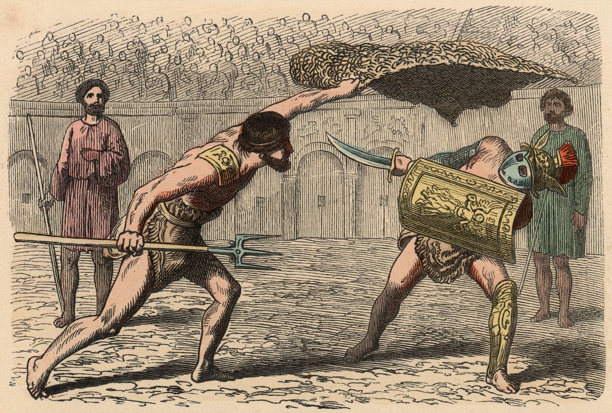 Antikens Rom: Gladiatorstrider i amfiteatern av Heinrich Leutemann