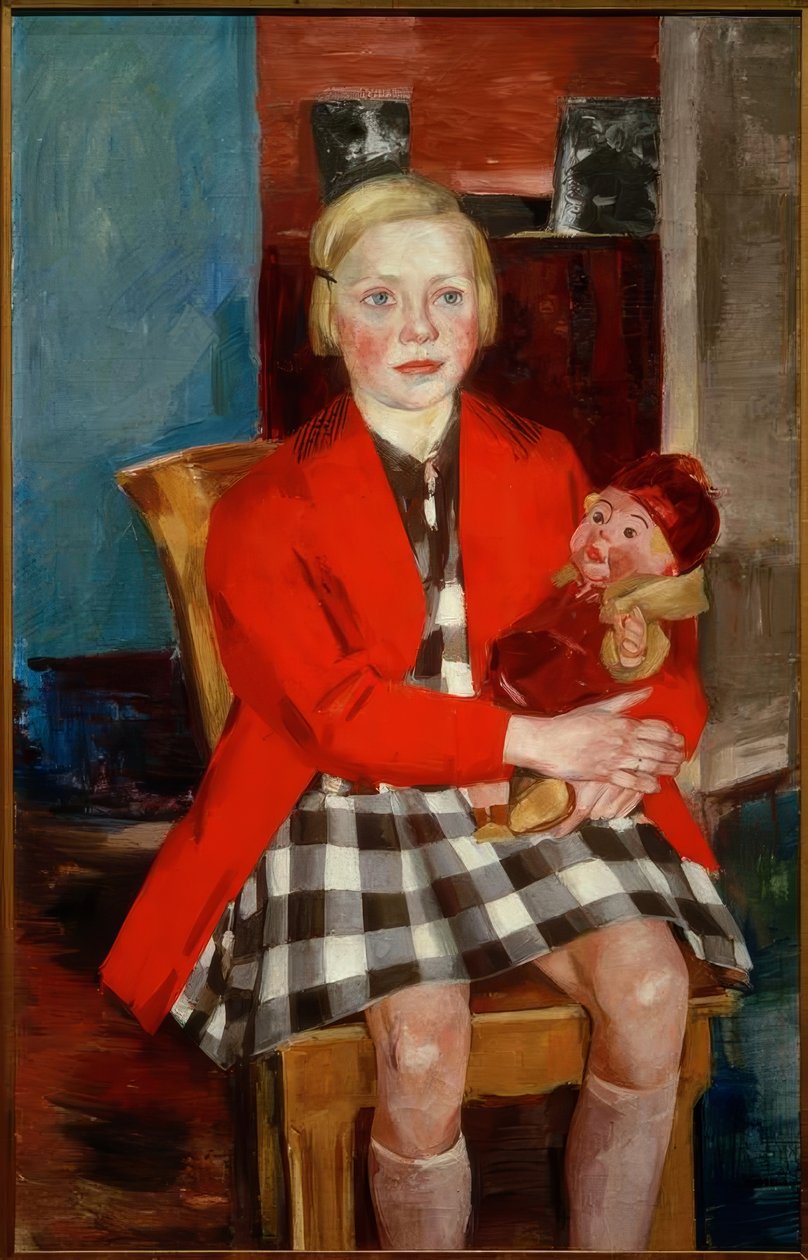 Flicka med docka (Käte Werner) av Heinrich Stegemann