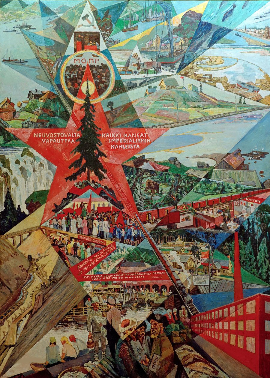 Karelen och Murmansk agitationspanel, 1926. av Heinrich Vogeler