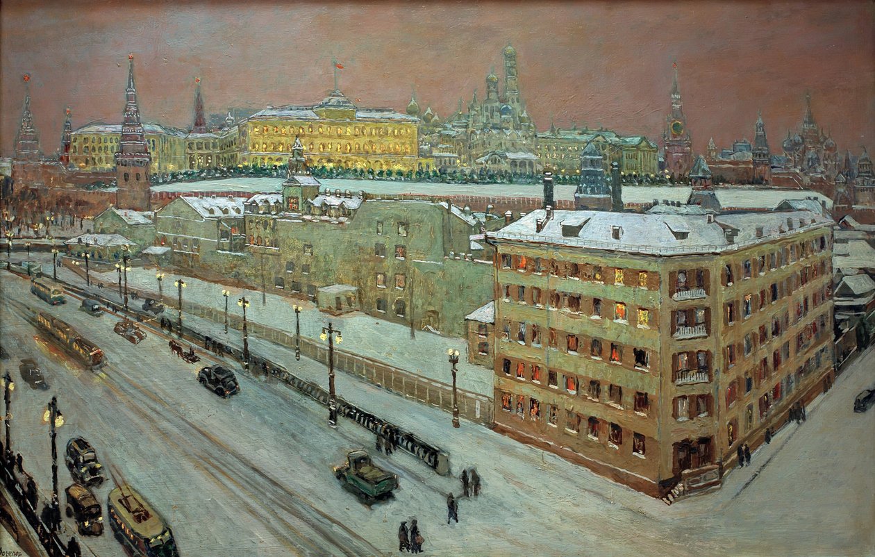 Moskva på natten, 1939. av Heinrich Vogeler