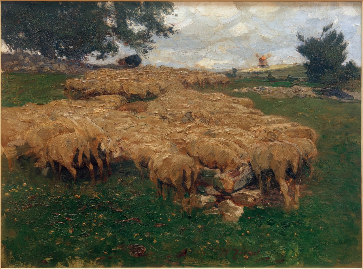 Flock får på den grova Alb av Heinrich von Zügel