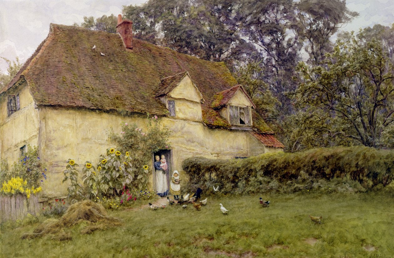 Mata hönsen av Helen Allingham