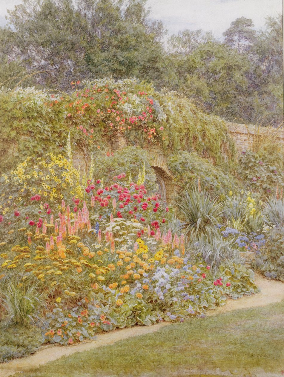 Gertrude Jekylls Garden, Munstead Wood, Surrey (wc på papper) av Helen Allingham