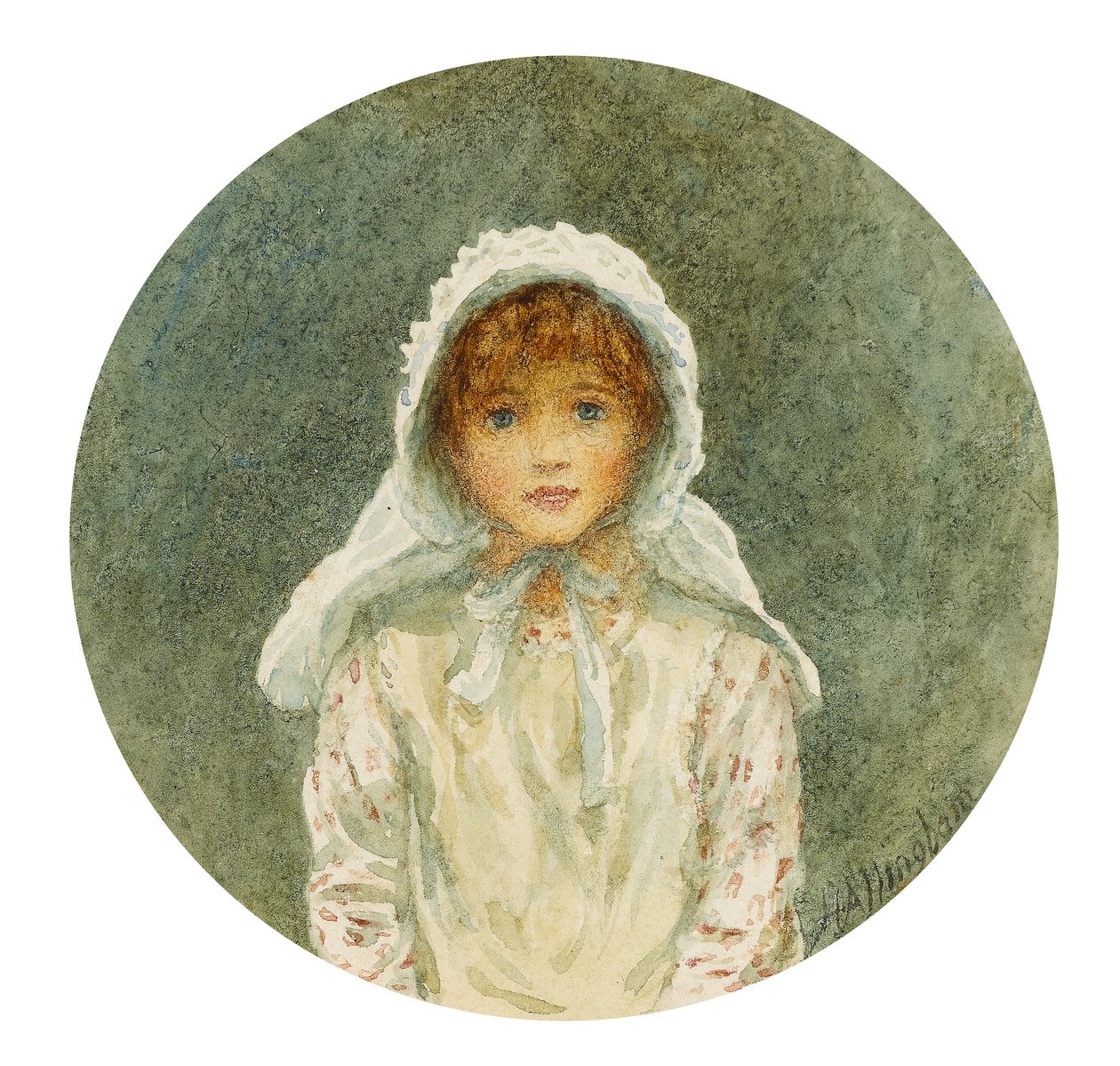 Porträttstudie av Kitty (wc på papper) av Helen Allingham