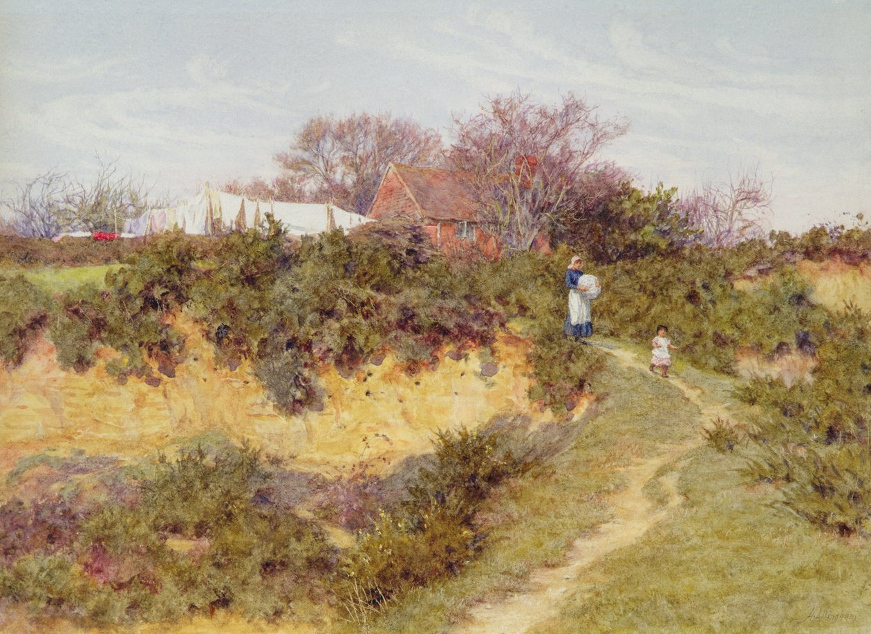 Tvättdag på Sandhills, Witley av Helen Allingham