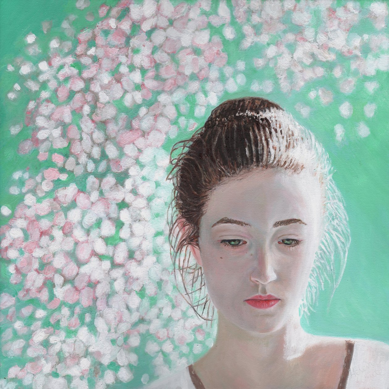 Porträtt av en blommande flicka, 2015, av Helen White