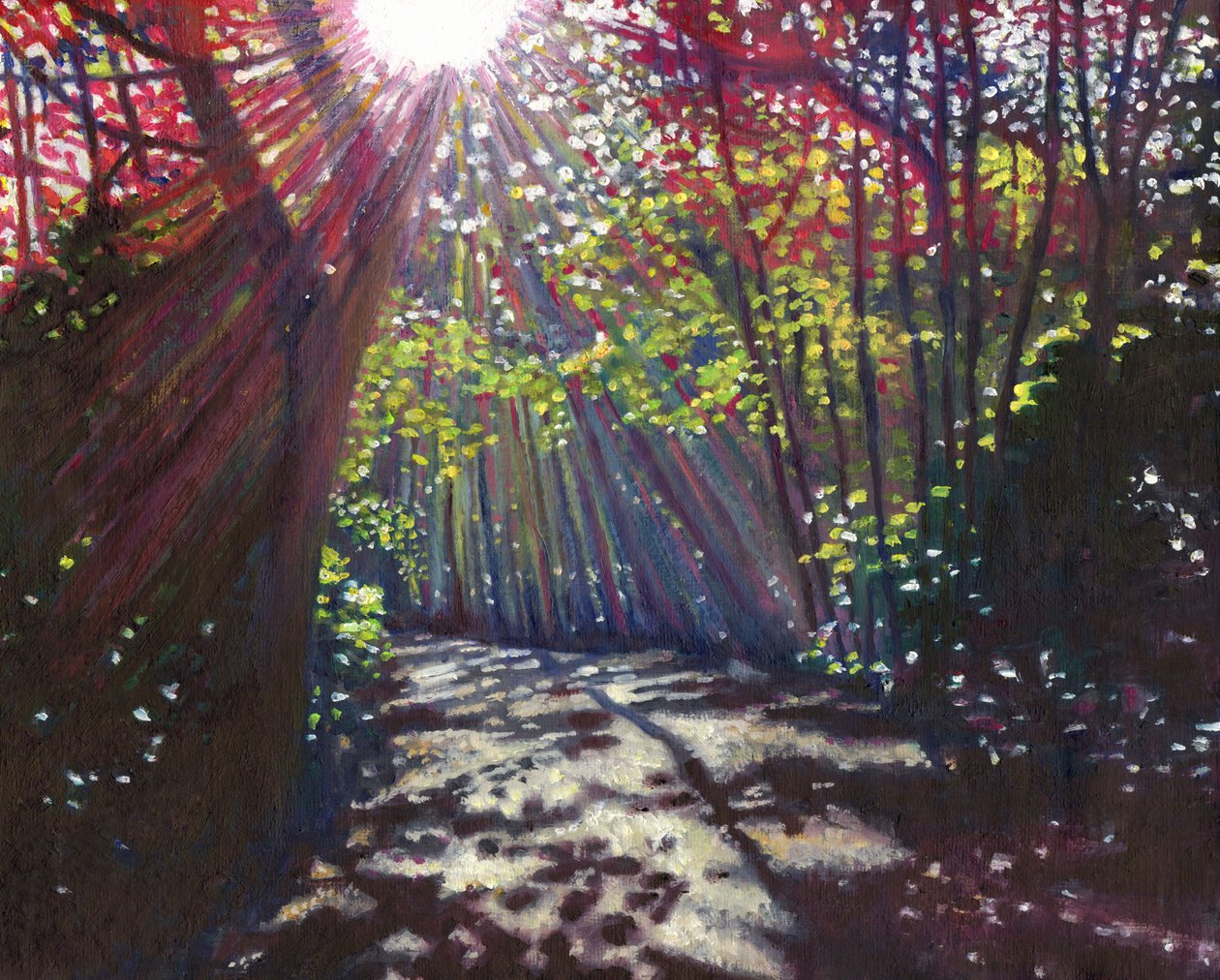 Spridd ljus, 2013, (olja på grundmålat papper) av Helen White