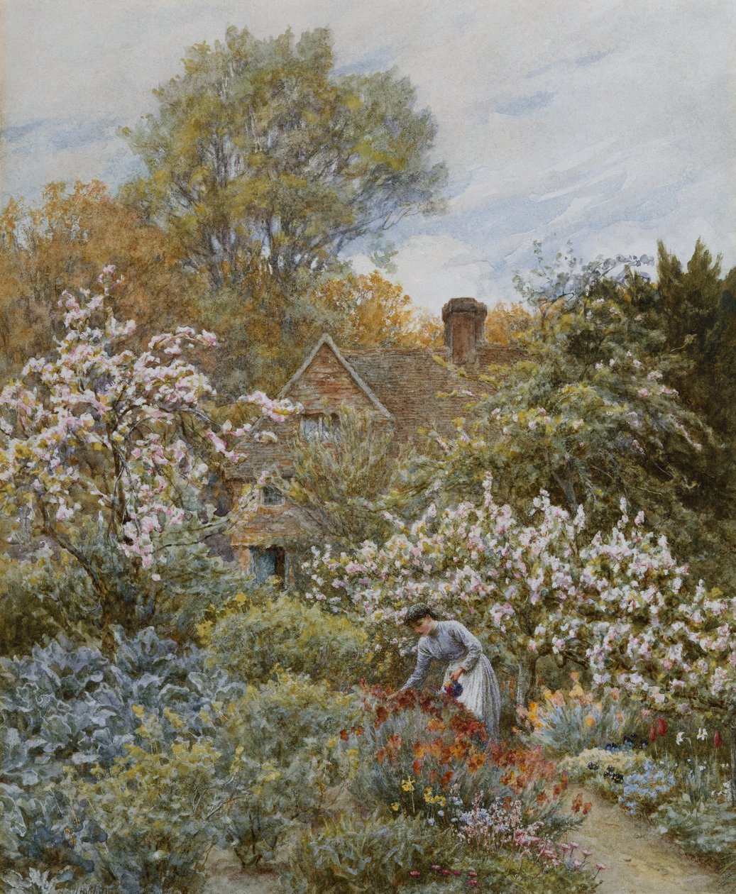 En trädgård på våren av Helen Allingham