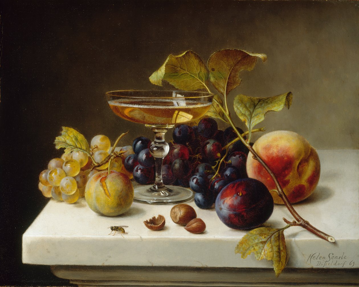 Stilleben med frukt och champagne, 1869. av Helen Searle