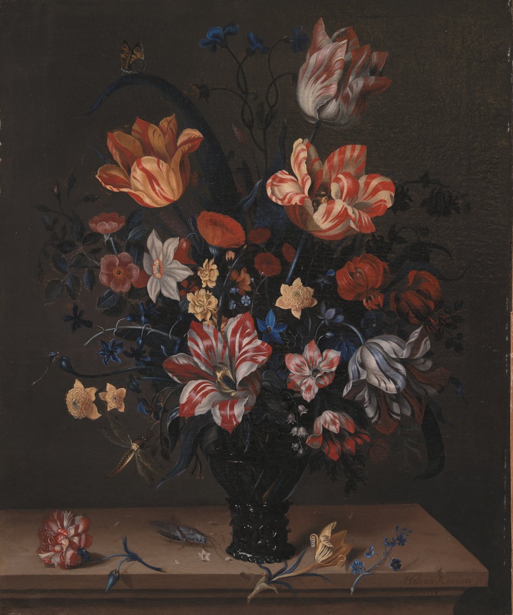 Tulpaner och andra blommor i en rummar av Helena Roouers