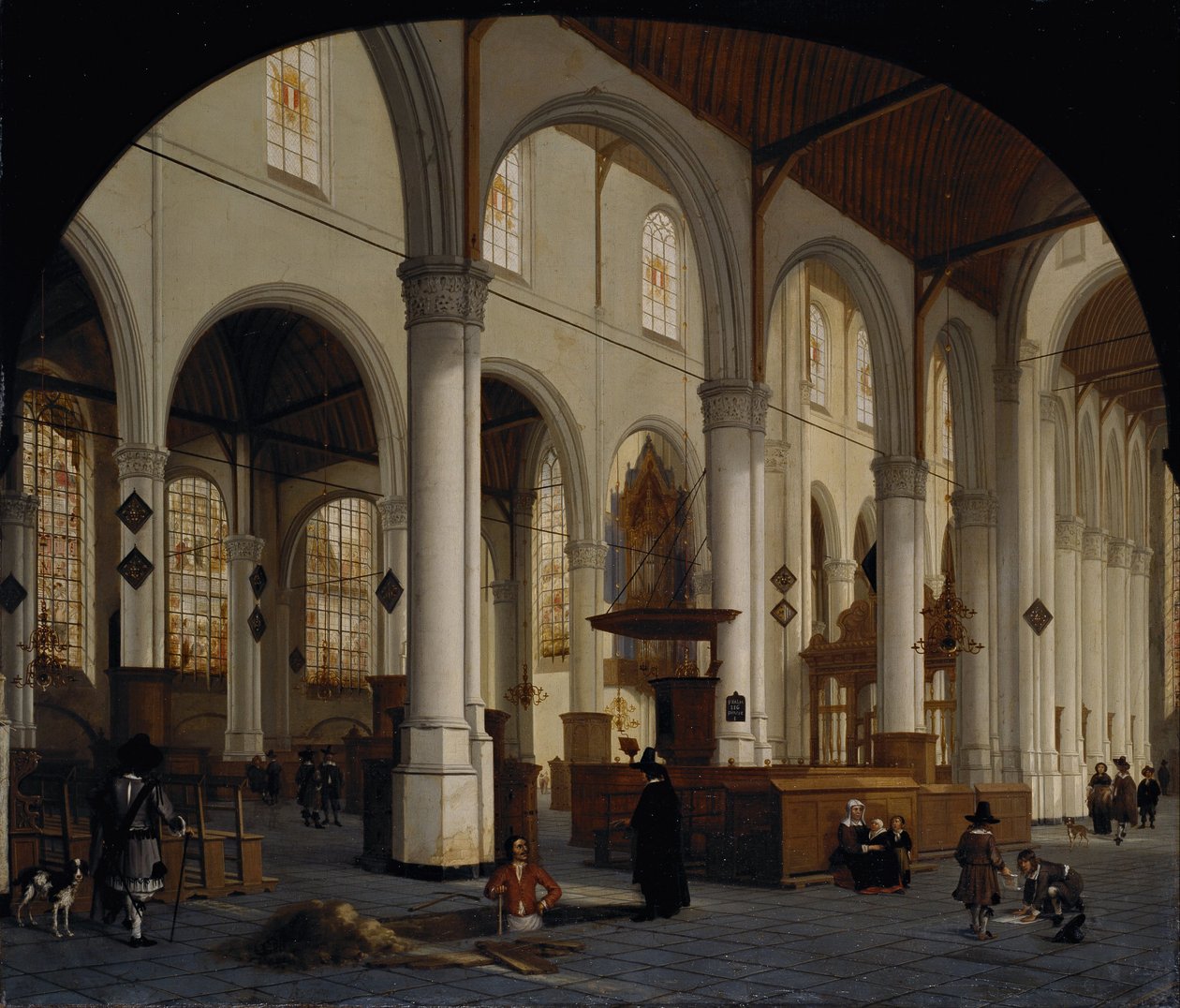 Interiören i St Janskerk i Gouda av Hendrik Cornelisz. van Vliet