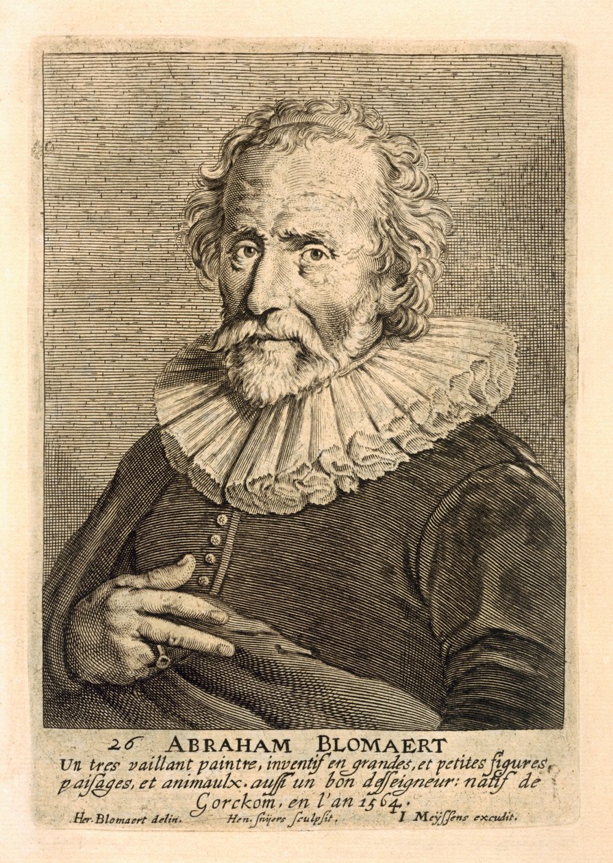 Porträtt av Abraham Bloemaert, graverad av Johannes Meyssens (1612-70) av Hendrick Bloemaert