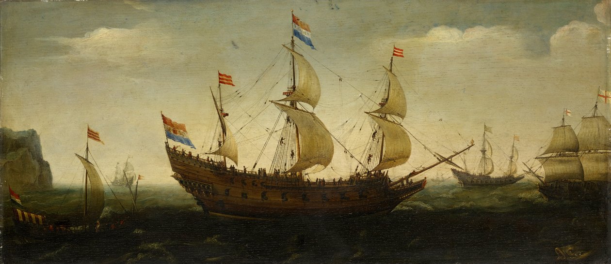 Holländska tremastade och andra fartyg offshore av Hendrick Cornelisz. Vroom