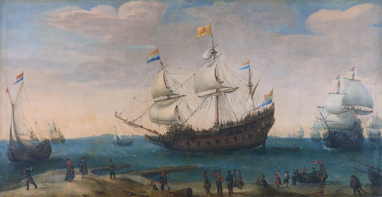 The Mauritius and other East Indiamen av Hendrick Cornelisz. Vroom