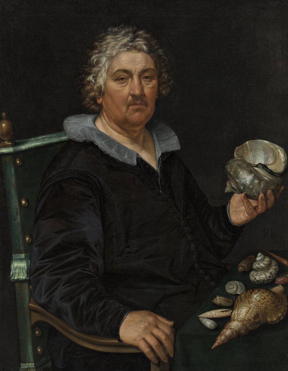 Porträtt av Haarlem Shell Collector Jan Govertsen van der Aer av Hendrik Goltzius