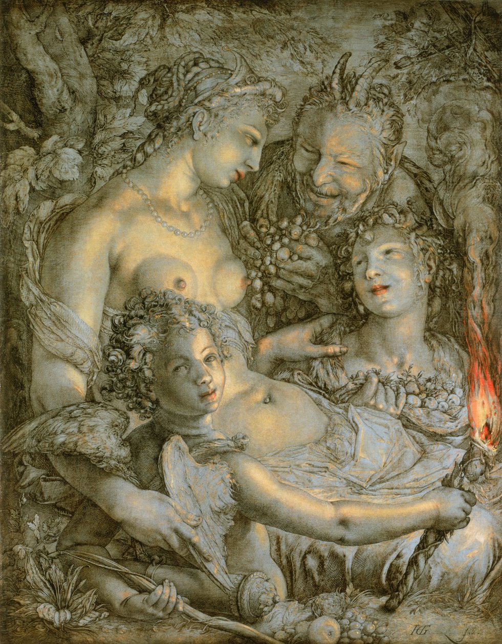 Utan Ceres och Liber skulle Venus frysa (Utan Ceres och Bacchus skulle Venus frysa) av Hendrik Goltzius