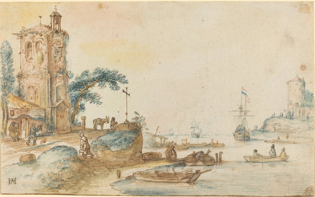 Scen med ett torn till vänster av Hendrick Avercamp
