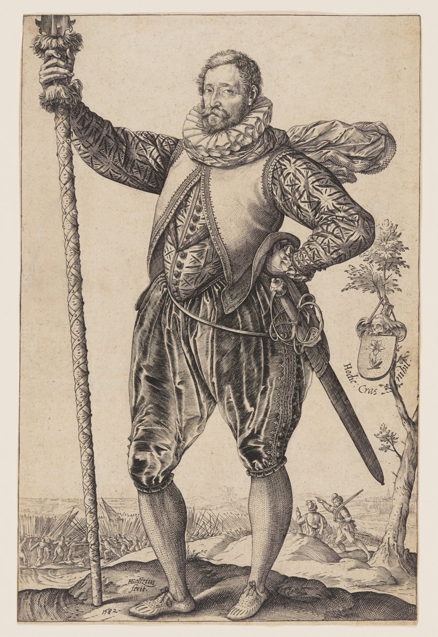 En gäddman vände sig åt vänster av Hendrick Goltzius