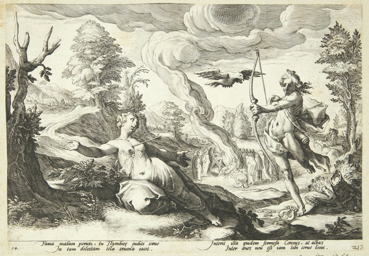 Apollo dödar Koronis av Hendrick Goltzius