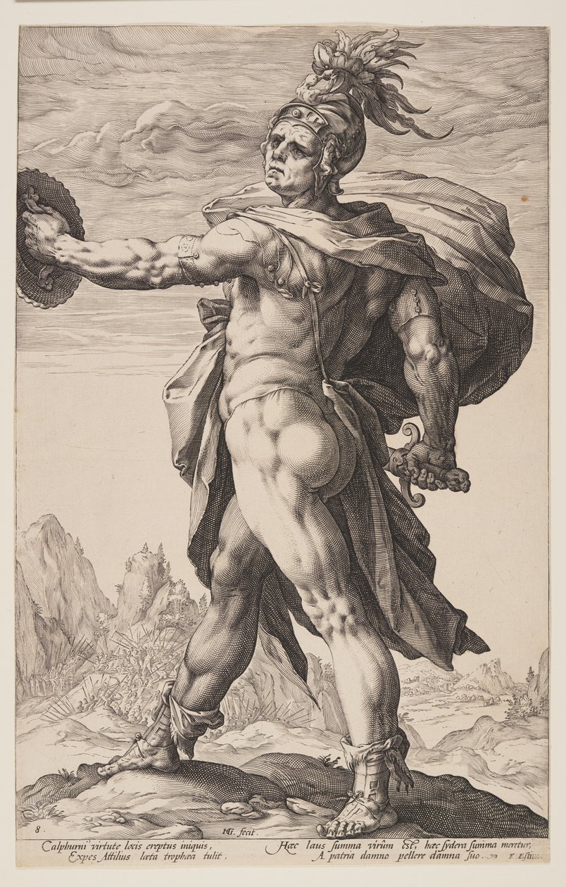 Calphurnius, från De romerska hjältarna av Hendrick Goltzius