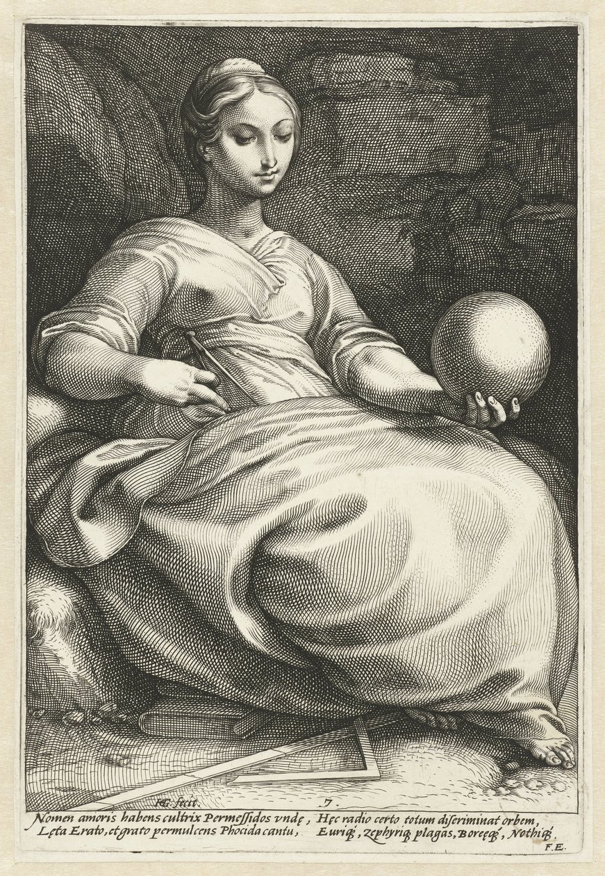Erato The Nine Muses (serietitel) av Hendrick Goltzius