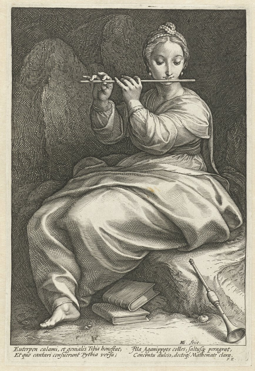 Euterpe The Nine Muses (serietitel) av Hendrick Goltzius