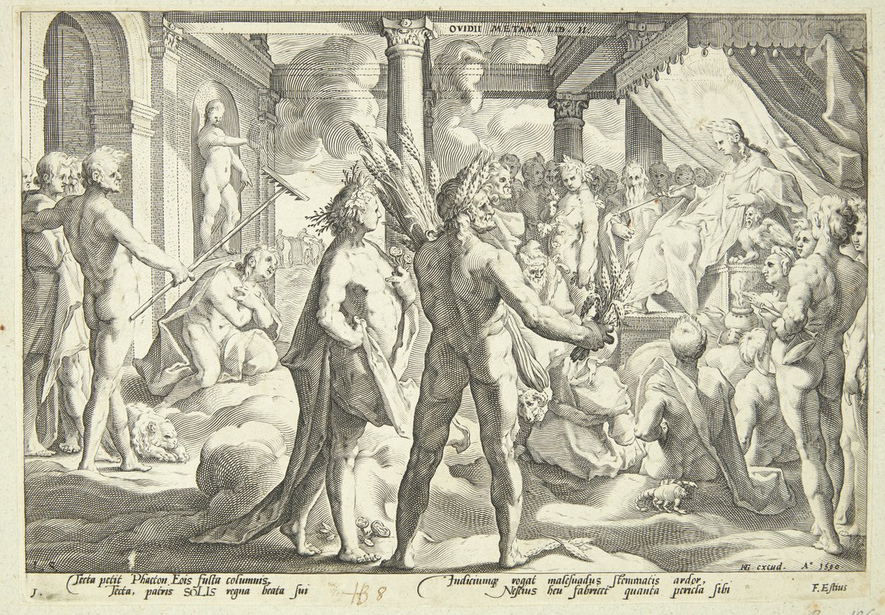 Phaeton begär solvagnen av Hendrick Goltzius