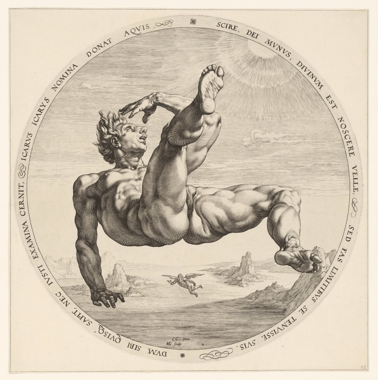 Ikaros De vier vallers (serietitel) av Hendrick Goltzius