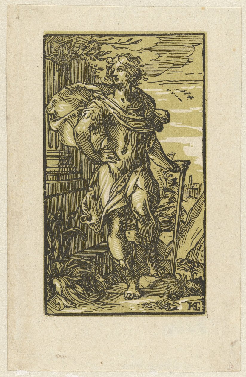 Ung man med käpp av Hendrick Goltzius