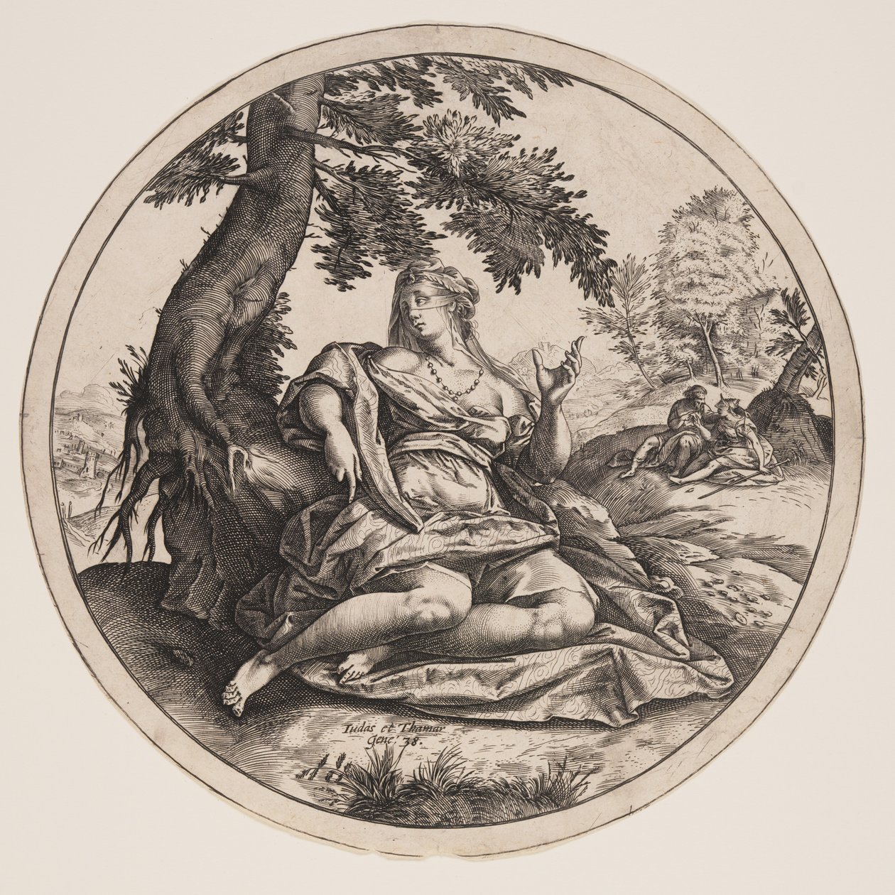Judah och Thamar av Hendrick Goltzius