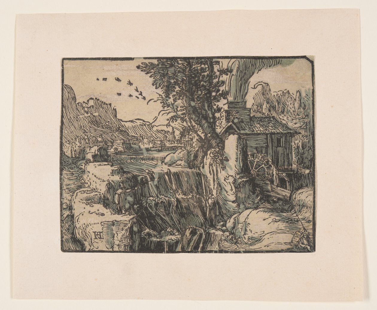 Landskap med vattenfall av Hendrick Goltzius