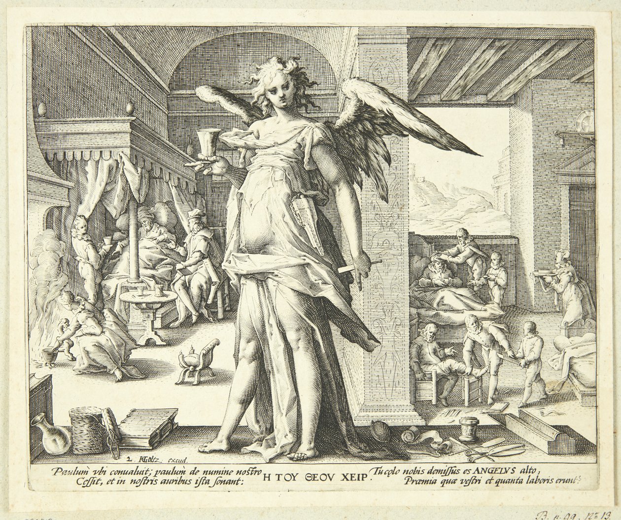 Läkaren som en ängel av Hendrick Goltzius