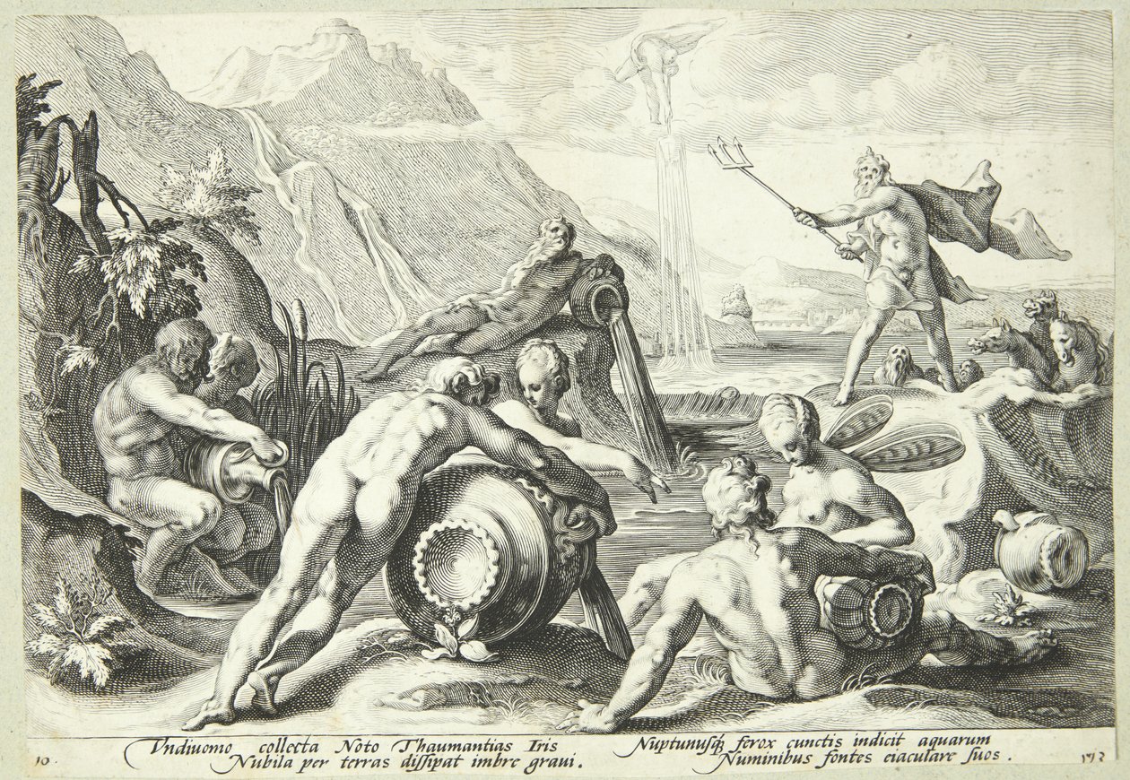 Neptunus planerar mänsklighetens förintelse av Hendrick Goltzius