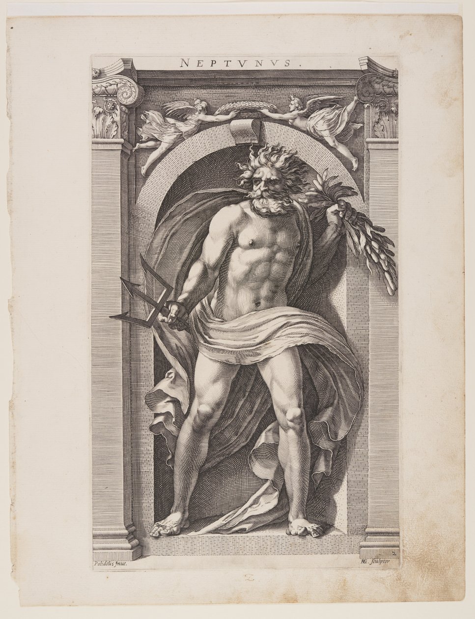 Neptunus, från Åtta hedniska gudar av Hendrick Goltzius