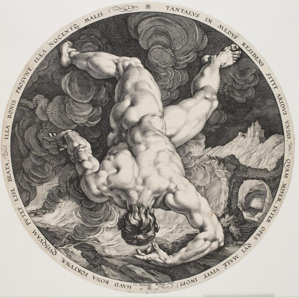 De fyra disgracers - Tantalus av Hendrick Goltzius