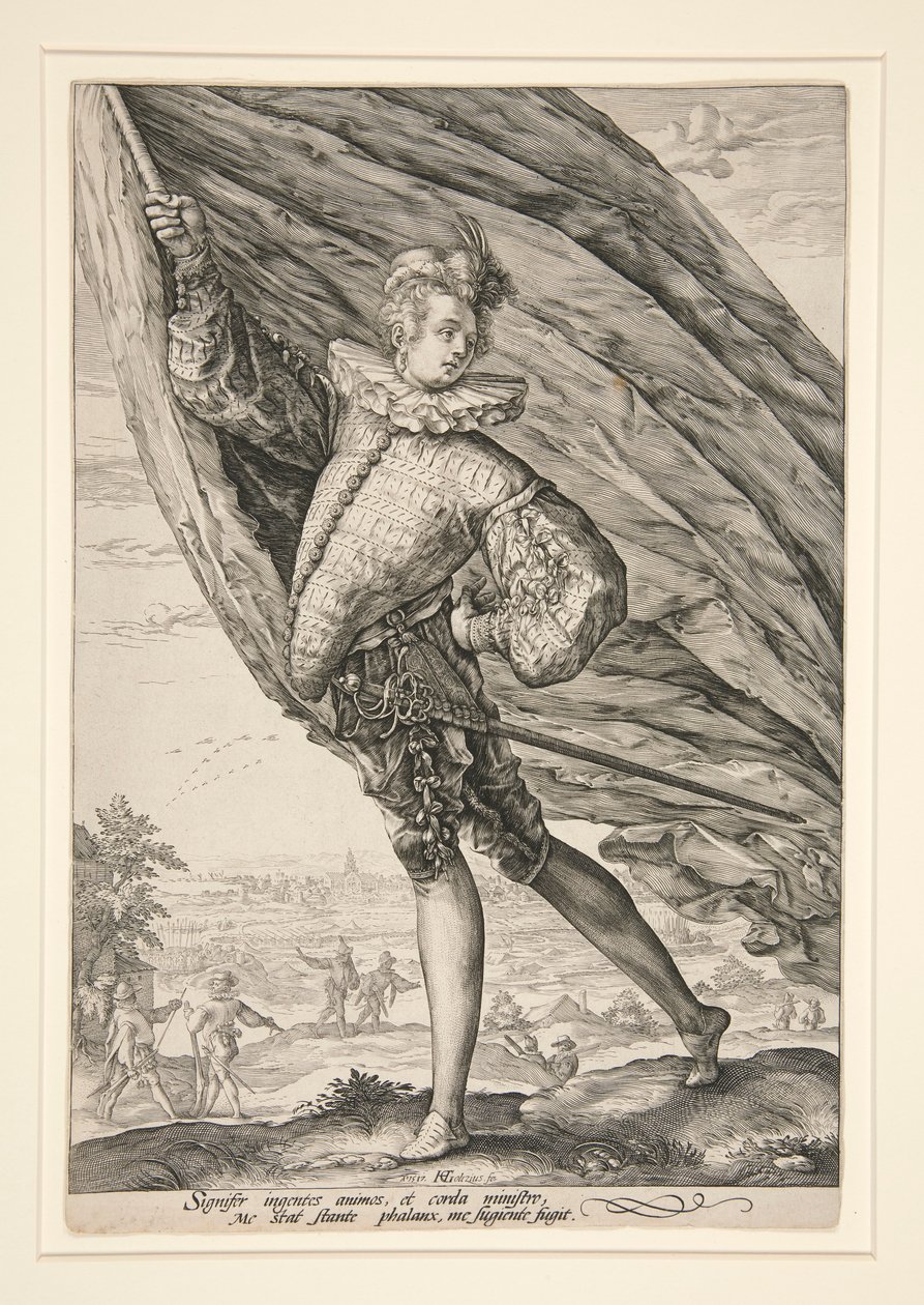Fanebäraren, svängd åt vänster av Hendrick Goltzius