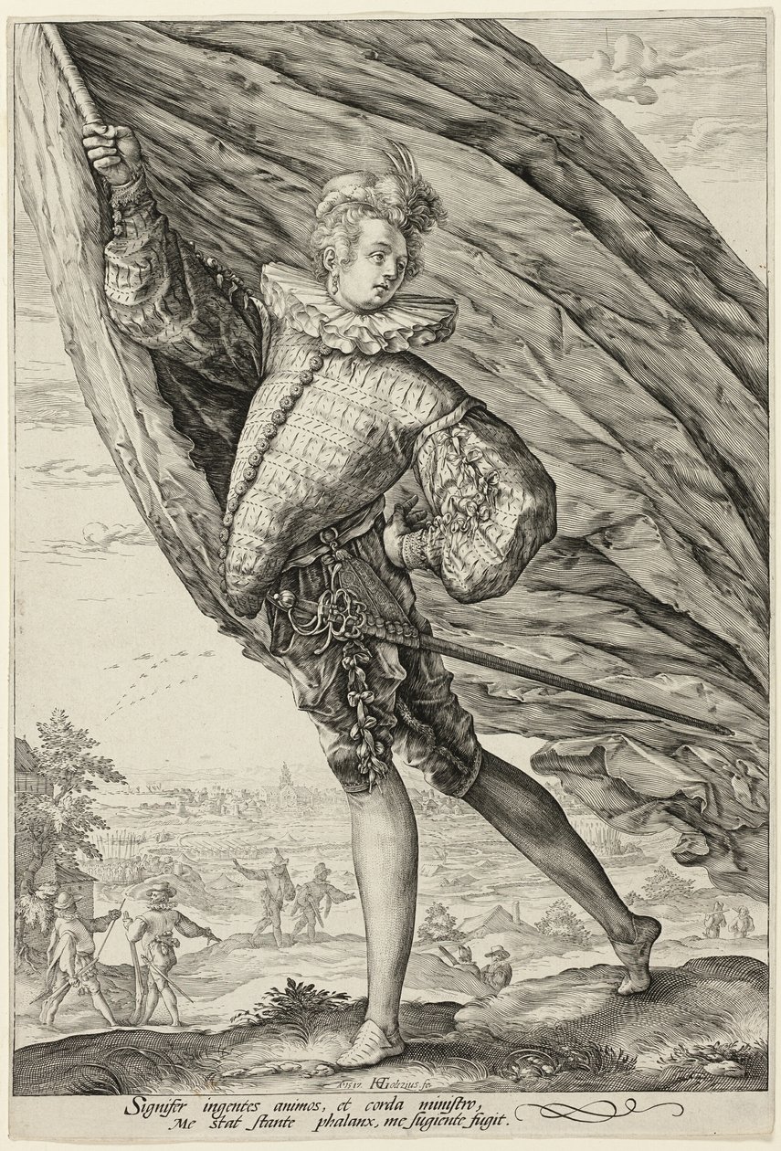 Fanbäraren, vänd till vänster av Hendrick Goltzius