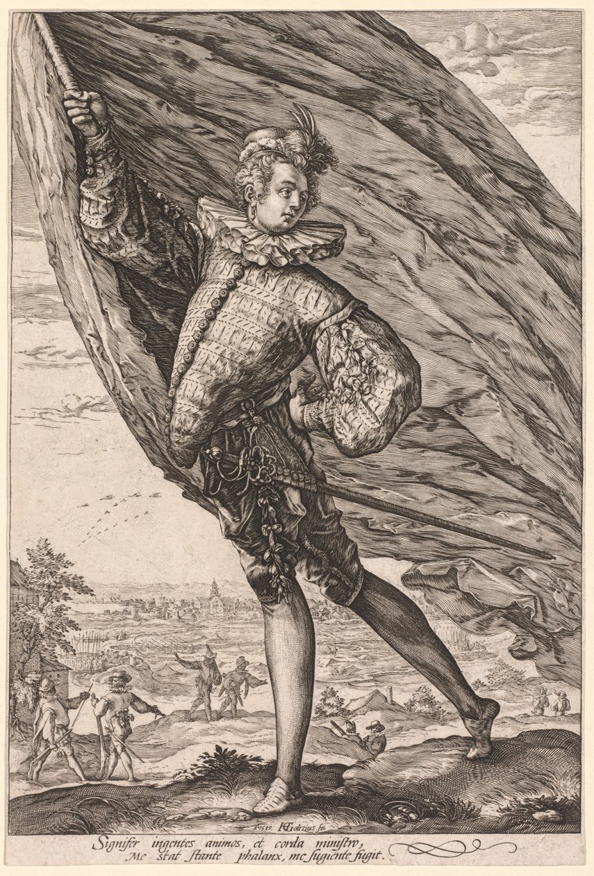 Fanbäraren, vänd till vänster av Hendrick Goltzius