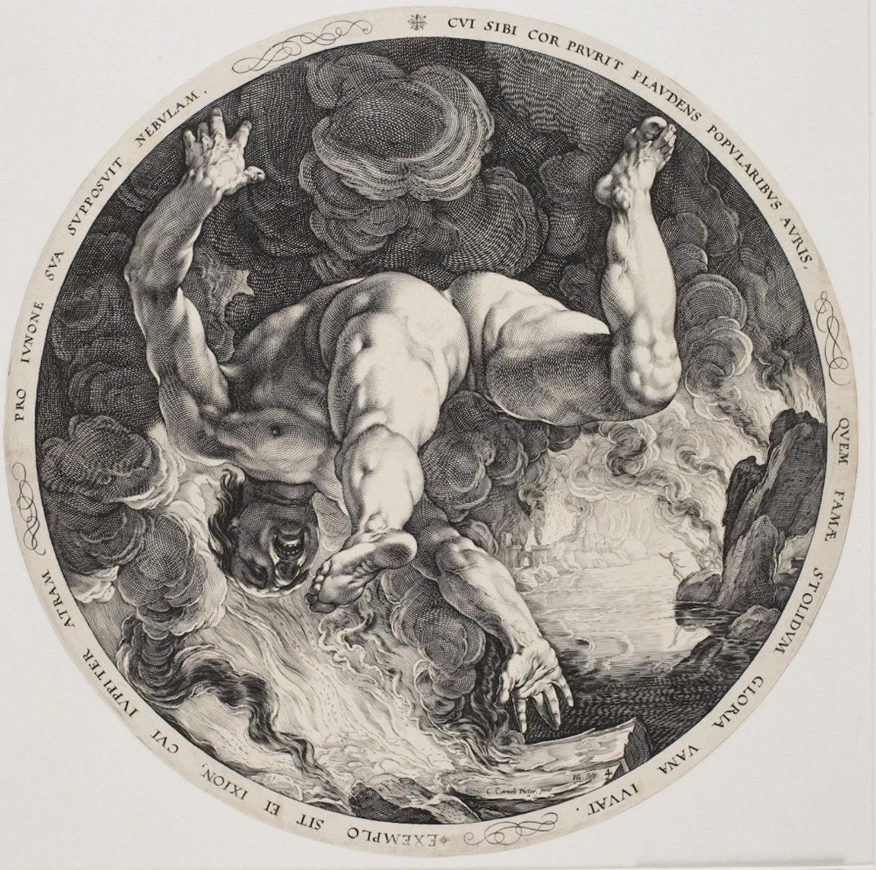 De fyra Disgracers - Ixion av Hendrick Goltzius