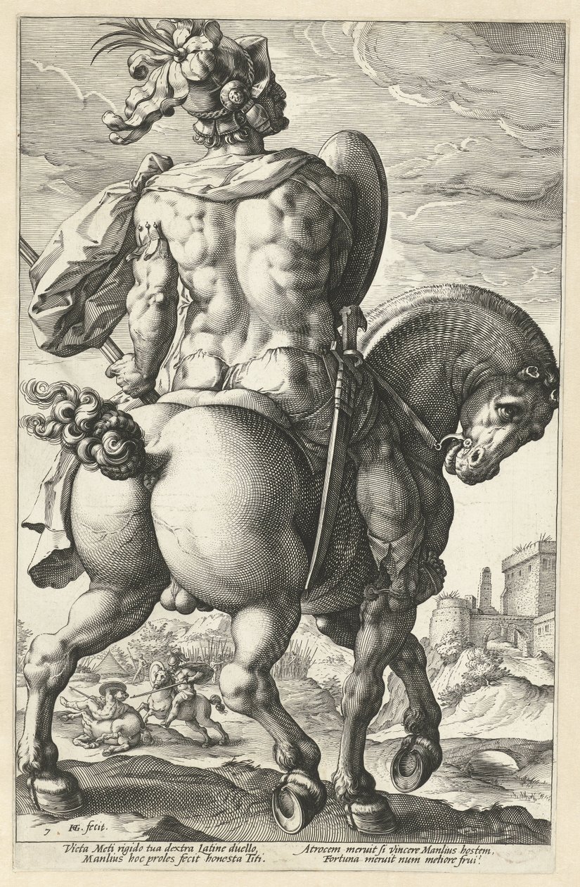 Titus Manlius The Roman Heroes (serietitel) av Hendrick Goltzius