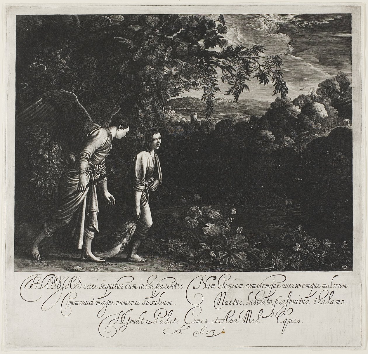 Tobias och ängeln av Hendrick von Goudt