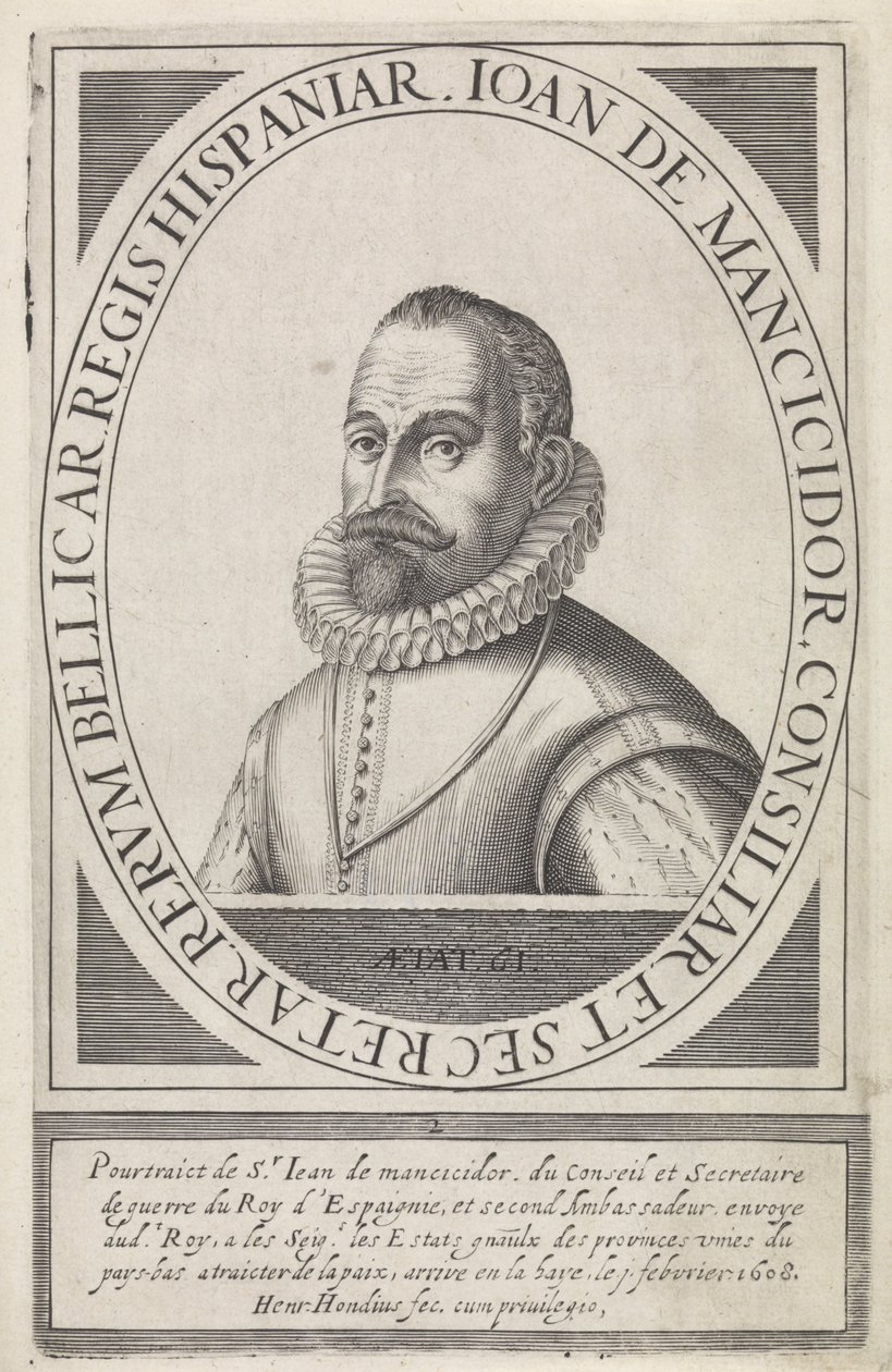 Juan de Mancicidor, från Belgiens True Delineatio (1608) av Hendrik I Hondius