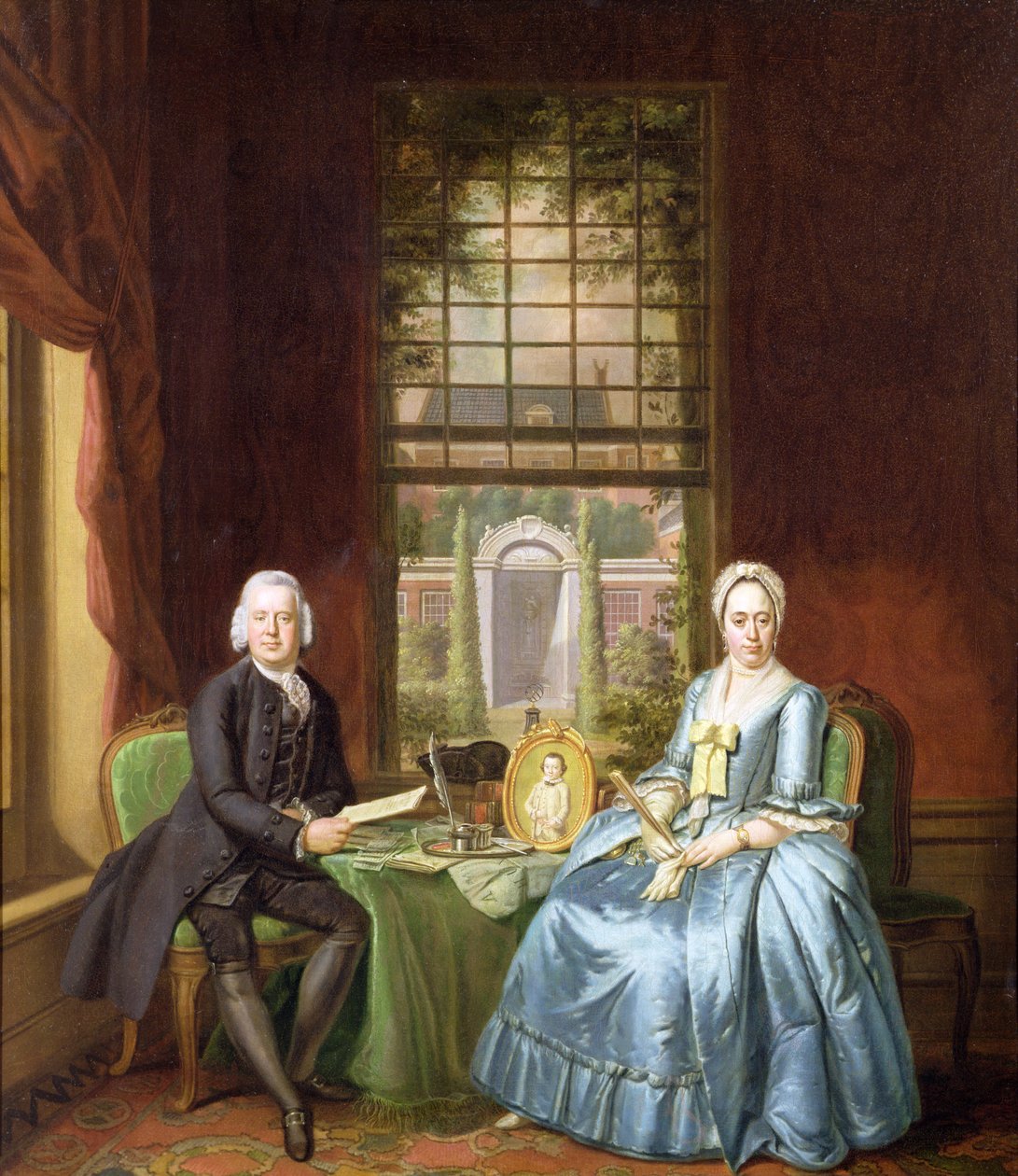 Ett familjeporträtt av en gentleman och hans hustru av Hendrik Pothoven